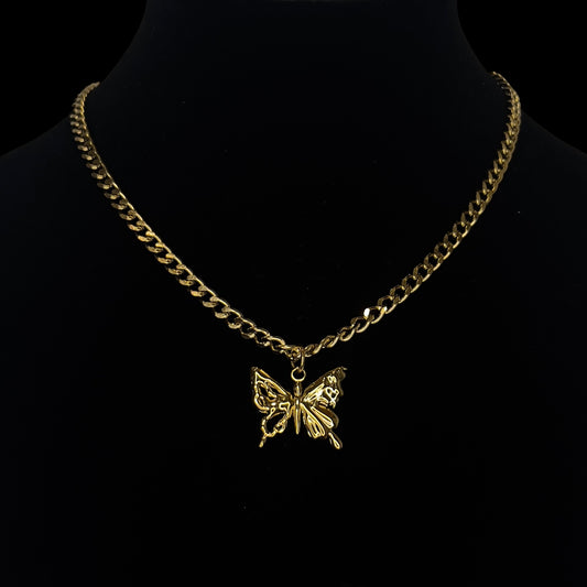 Liquid Butterfly Cuban Link Chain Gold