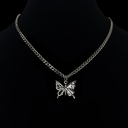 Liquid Butterfly Cubain Link Chain Silver